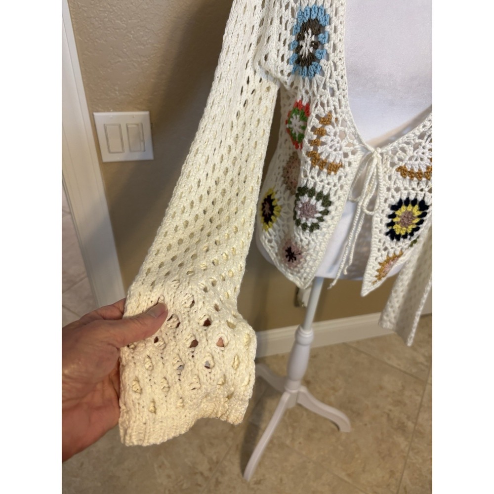 Debut Granny Square Crochet Cardigan, Large Boho Chic - Picture 4 of 8